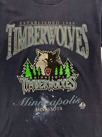 (L) Vintage Minnesota Timberwolves Tee Navy