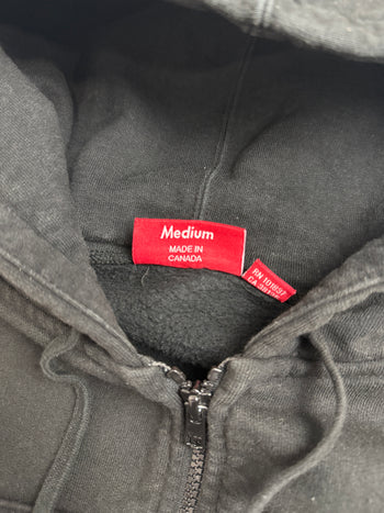 Supreme Text Stripe Zip Up Sweater Black (USED)