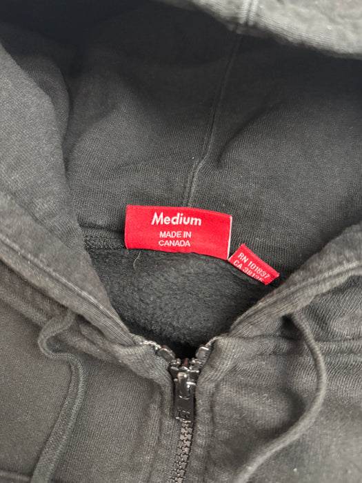 Supreme Text Stripe Zip Up Sweater Black (USED) | Vitnage Clothing Store Canada