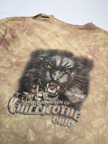 Vintage 1990s Harley Davidson Chillicothe Ohio Tee Tie Dye Brown
