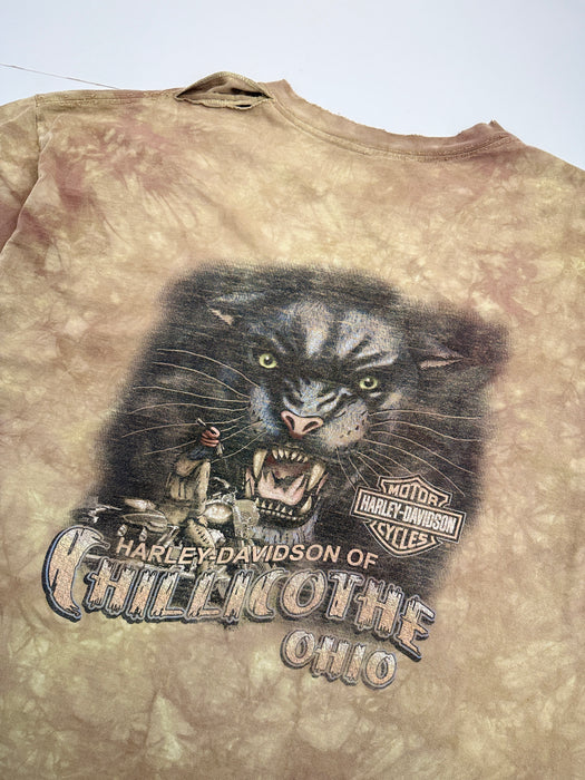 Vintage 1990s Harley Davidson Chillicothe Ohio Tee Tie Dye Brown | Vitnage Clothing Store Canada