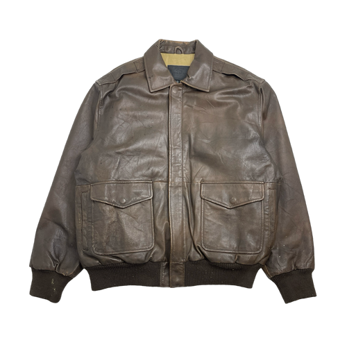 (XL) Vintage James Dean Leather Zip-Up Jacket Brown | Vintage Clothing Store Canada