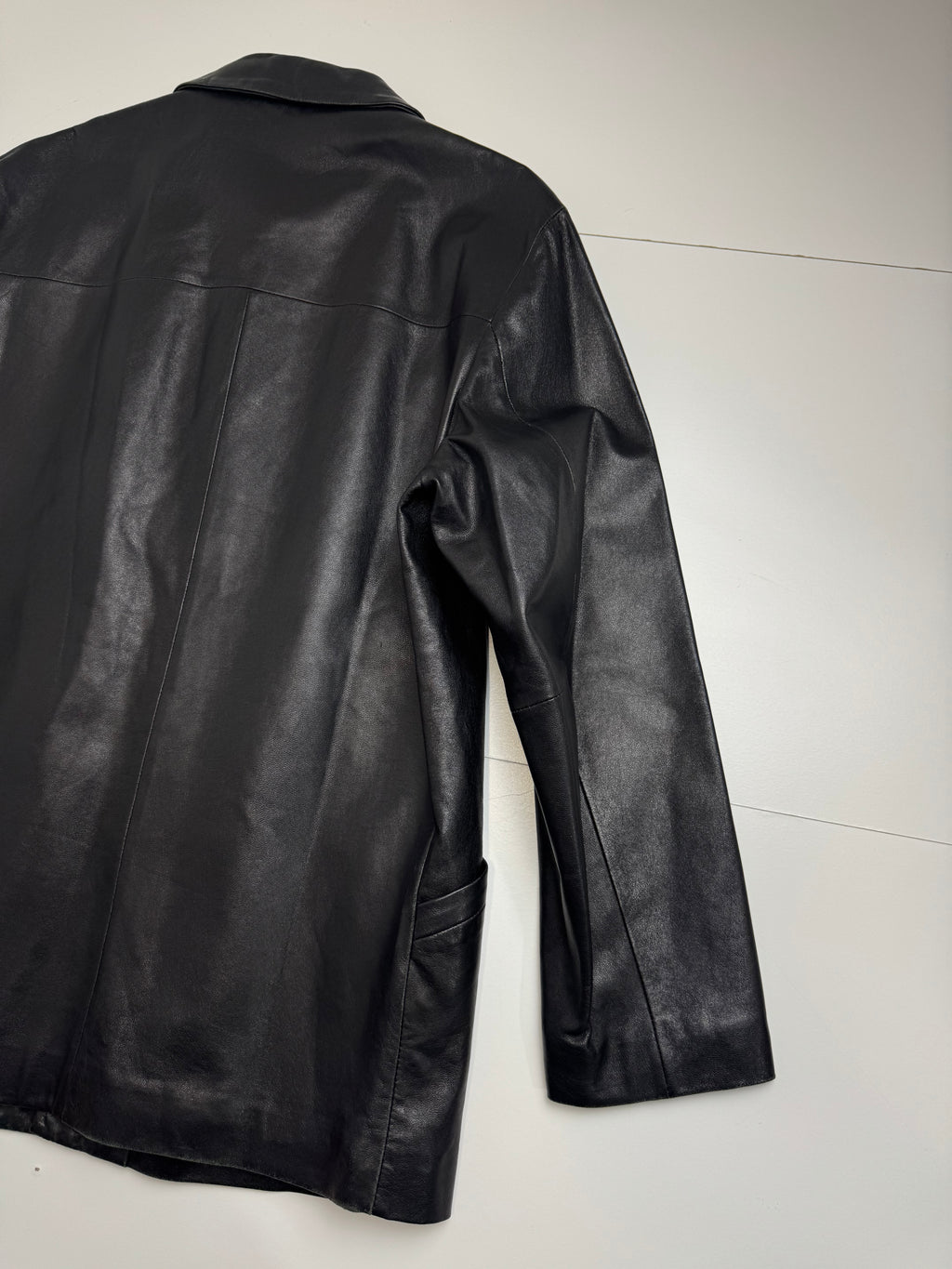 Vintage Balenciaga Paris BB Leather Coat Black