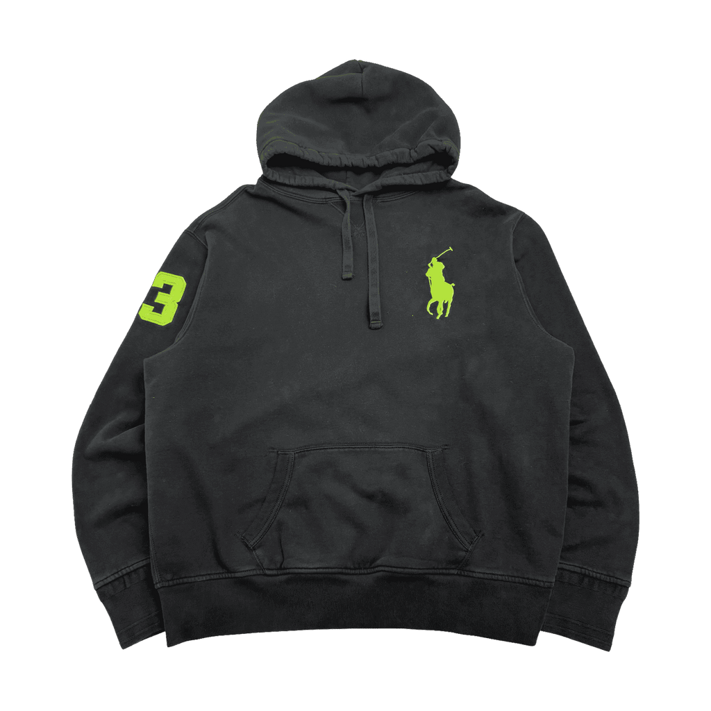 Vintage Polo Ralph Lauren Green Logo Hoodie Black