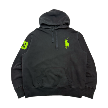Vintage Polo Ralph Lauren Green Logo Hoodie Black
