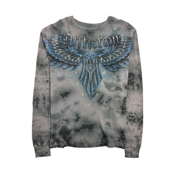 Vintage Y2k Affliction Thermal L/S Tee Charcoal