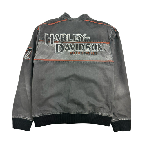 (L) Vintage Harley Davidson Motorcycle Jacket Faded Black | Vintage Clothing Store Canada