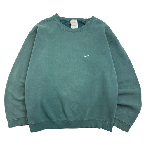Vintage 90s Nike Mini Side Swoosh Sweatshirt Green | Vintage Clothing Store Canada
