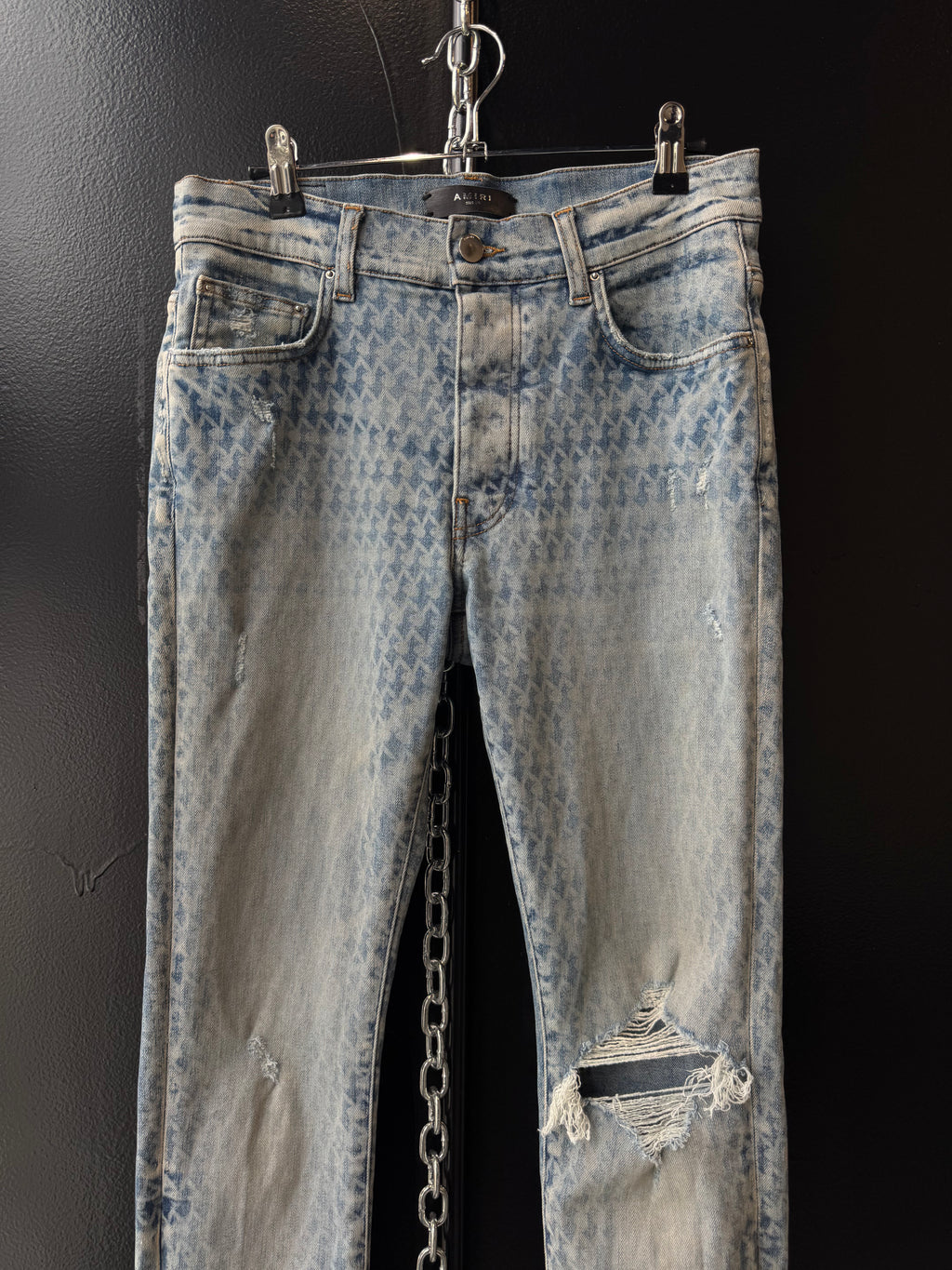 Amiri playboy clay indigo bunny logo skinny jeans