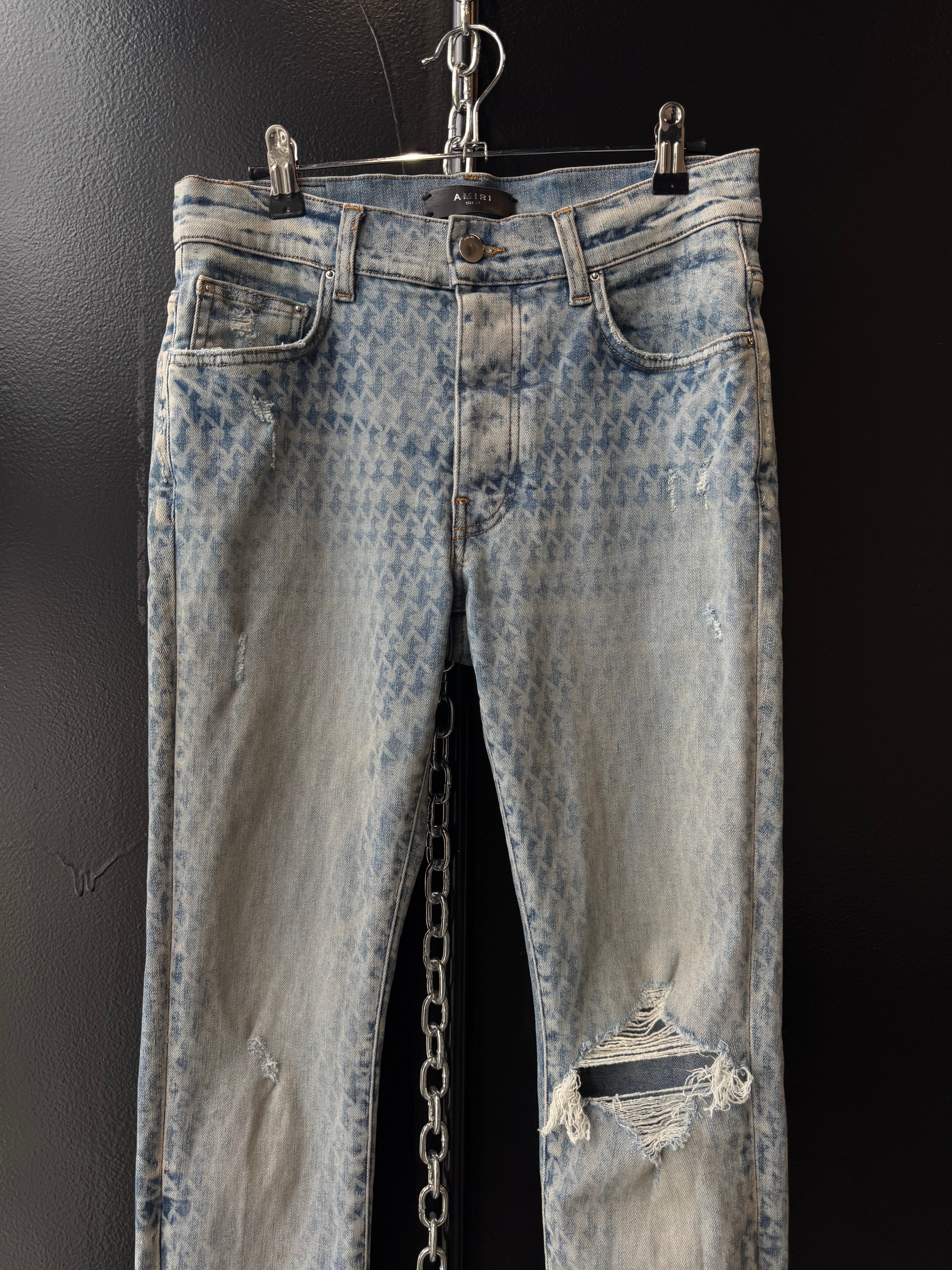 Amiri playboy clay indigo bunny logo skinny jeans