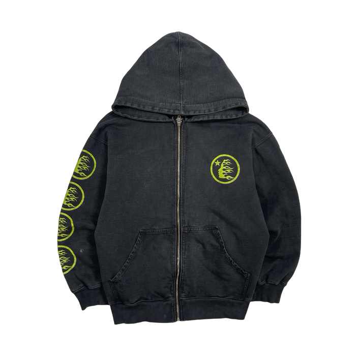 Hellstar Zip-Up Hoodie Washed Black/Green (USED) | Vitnage Clothing Store Canada