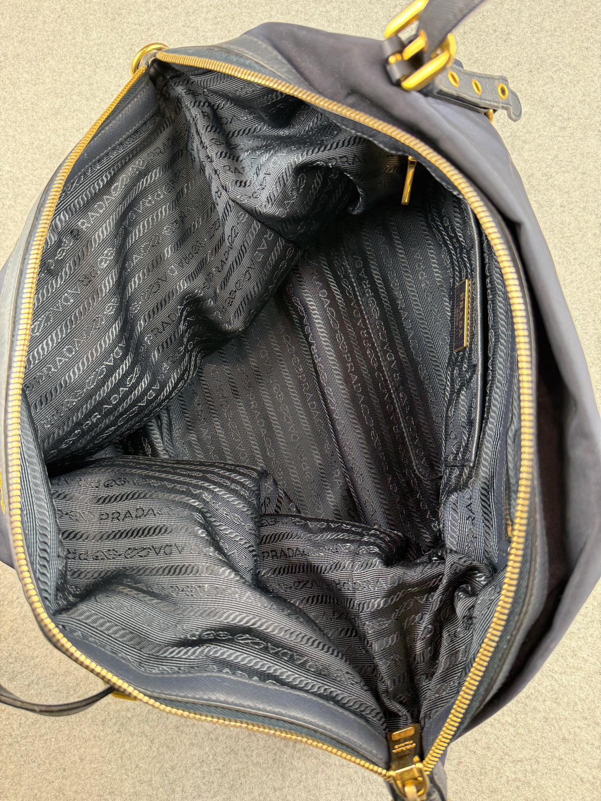 Prada Tessuto Nylon Handbag Navy