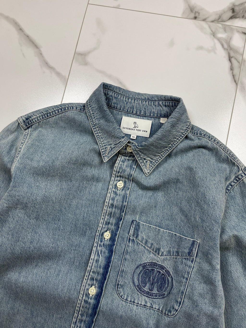 OVO Chest Logo Button-Up Denim