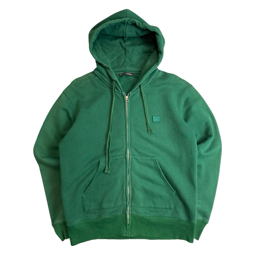 Acne Studios Ferris Face Zip Up Hoodie Green (USED) | Vintage Clothing Store Canada