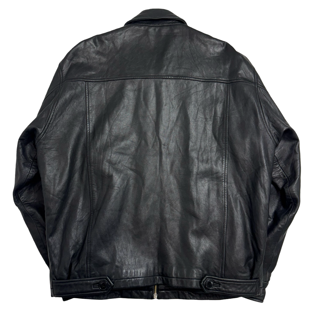 Vintage Balenciaga Paris Leather Harrington Jacket Black