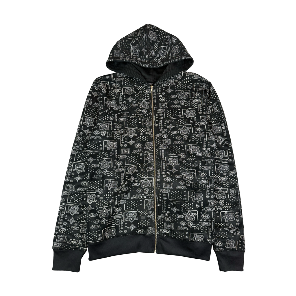 Stussy Paisley Thermal Zip-Up Hoodie Navy (USED)