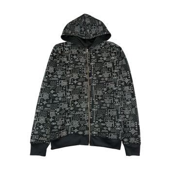 Stussy Paisley Thermal Zip-Up Hoodie Navy (USED)