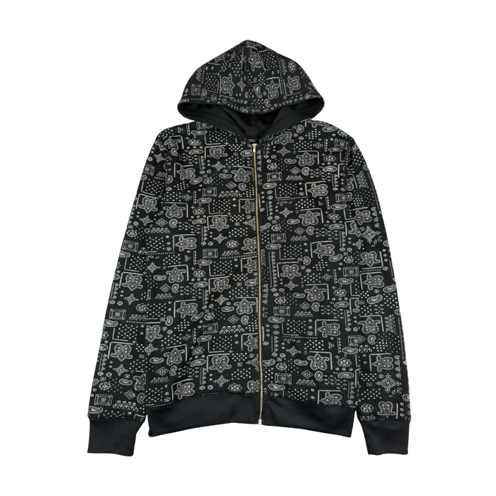 Stussy Paisley Thermal Zip-Up Hoodie Navy (USED) | Vitnage Clothing Store Canada