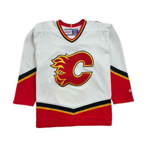 (XL) NHL Calgary Flames Hockey Jersey White | Vintage Clothing Store Canada