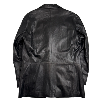 Vintage 90s Balenciaga Paris Blazer Leather Jacket Black