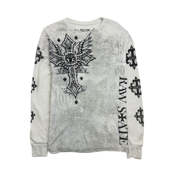 Vintage Y2k Raw State Thermal L/S Tee White