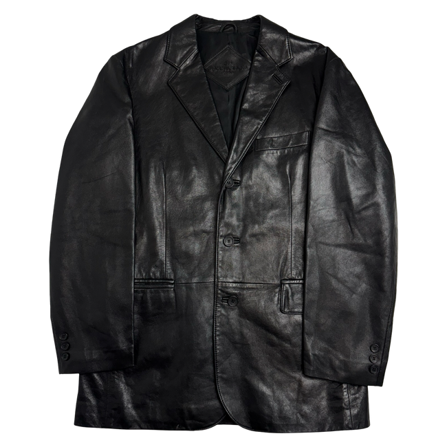 Vintage 90s Balenciaga Paris Blazer Leather Jacket Black