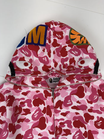BAPE Big ABC Camo Shark Full Zip Hoodie Pink (USED)