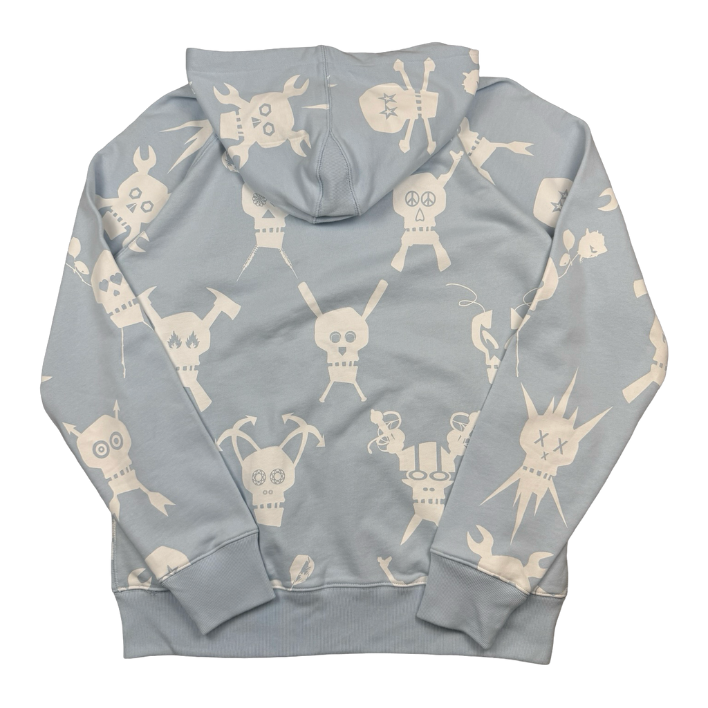 Vintage Stussy x Futura Skull Zip Up Hoodie Light Blue