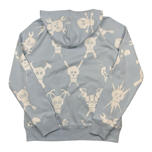 Vintage Stussy x Futura Skull Zip Up Hoodie Light Blue | Vintage Clothing Store Canada