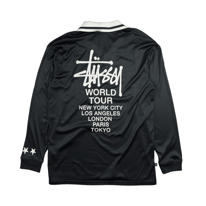 Stussy Football Polo L/S Jersey Black (USED) | Vitnage Clothing Store Canada