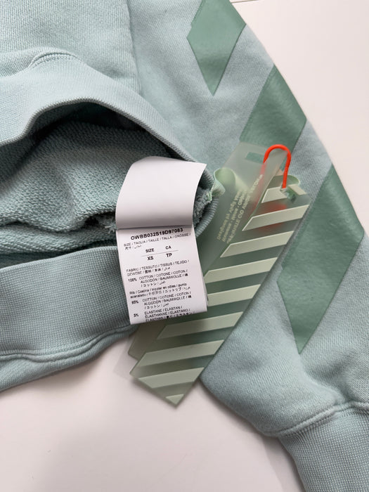 OFF-WHITE Diagonal Hoodie Mint Green (USED) | Vitnage Clothing Store Canada