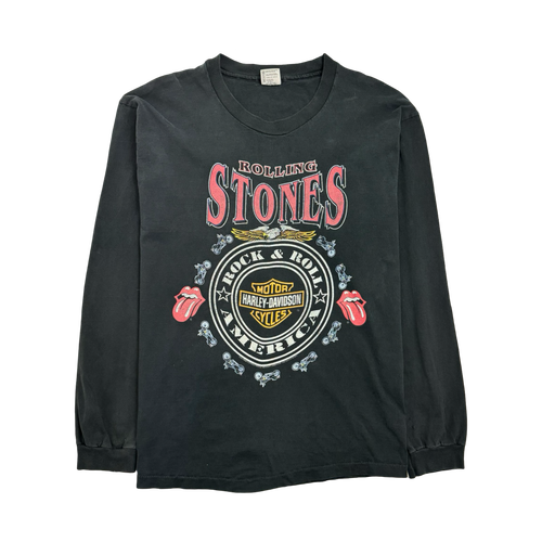 (L) Vintage '94 Rolling Stone x Harley Davidson L/S Tee Black | Vintage Clothing Store Canada