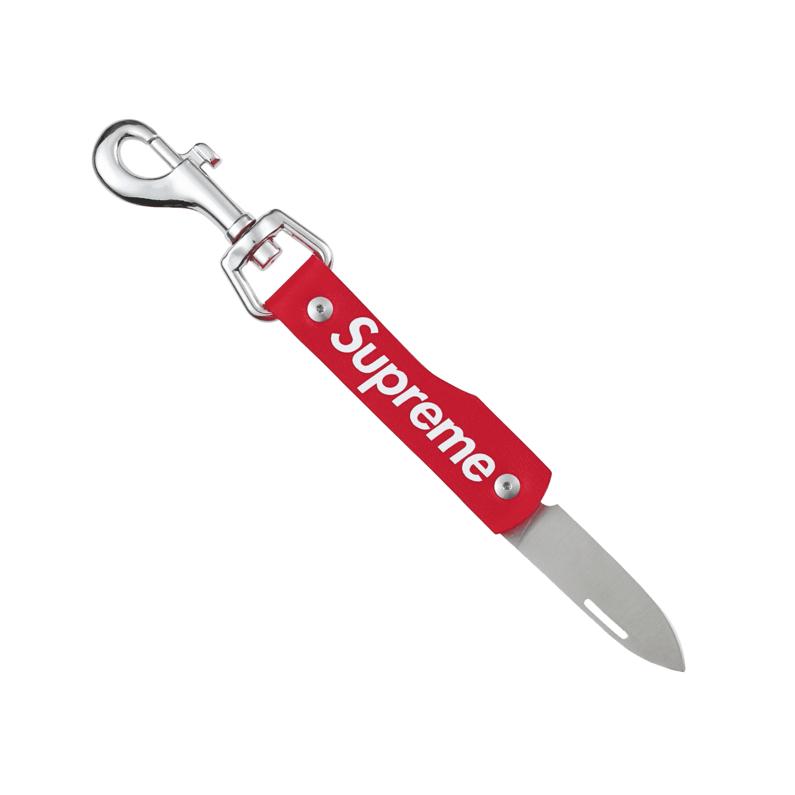 Supreme Leather Clip Knife Red