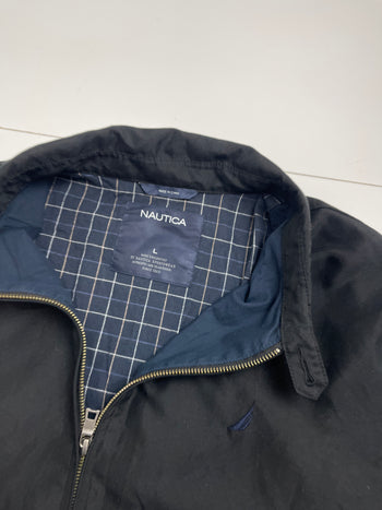 (L) Vintage Nautica Zip-Up Harrington Jacket Black