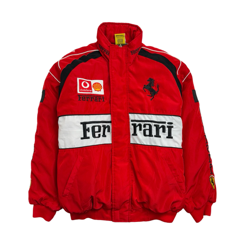 (L) Vintage '96 Ferrari Zip-Up Racing Jacket Red | Vintage Clothing Store Canada