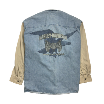 (3XL) Vintage Harley Davidson Denim Button Up