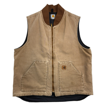 Vintage 2000s Carhartt Quilt Lined Work Vest Light Brown