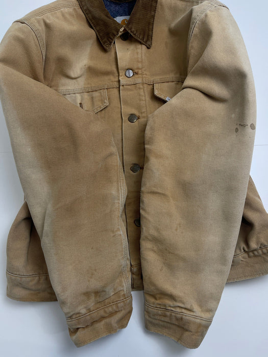 (S) Vintage Carhartt Fleece Lined Button Up Jacket Beige | Vitnage Clothing Store Canada