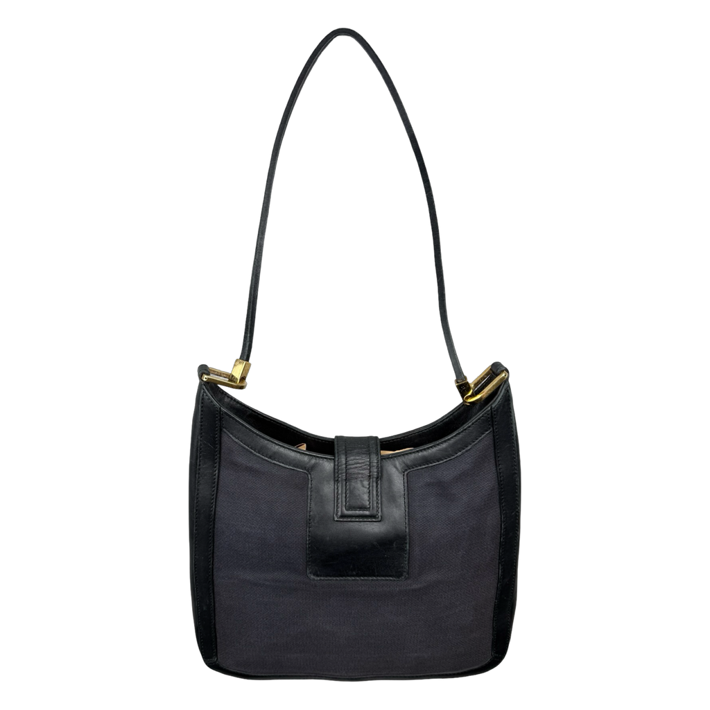 Vintage Gucci G Buckle Shoulder Bag Black