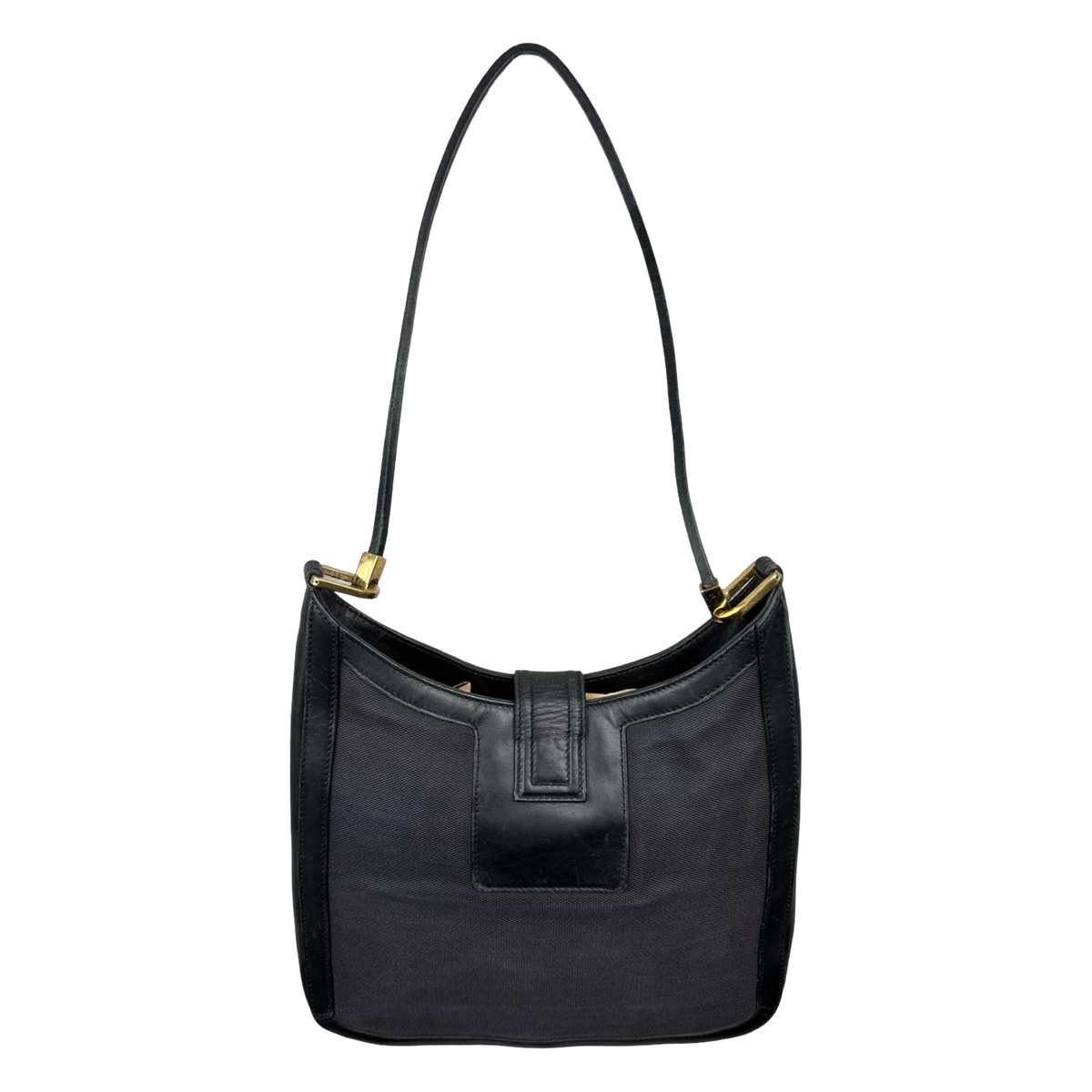 Vintage Gucci G Buckle Shoulder Bag Black