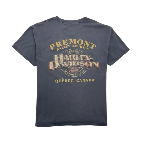 (M) Vintage Harley Davidson Quebec Tee Light Navy | Vintage Clothing Store Canada