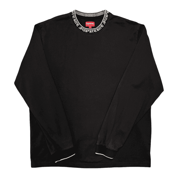 Supreme Old English Collar Logo L/S Tee Black (USED) | Vitnage Clothing Store Canada