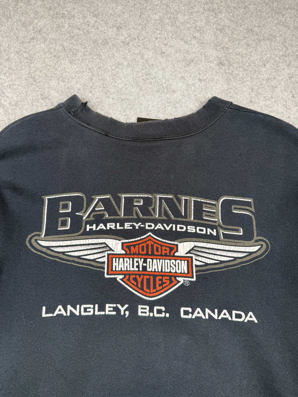 Vintage Harley Davidson Flame Spell Out Distressed Sweatshirt Black