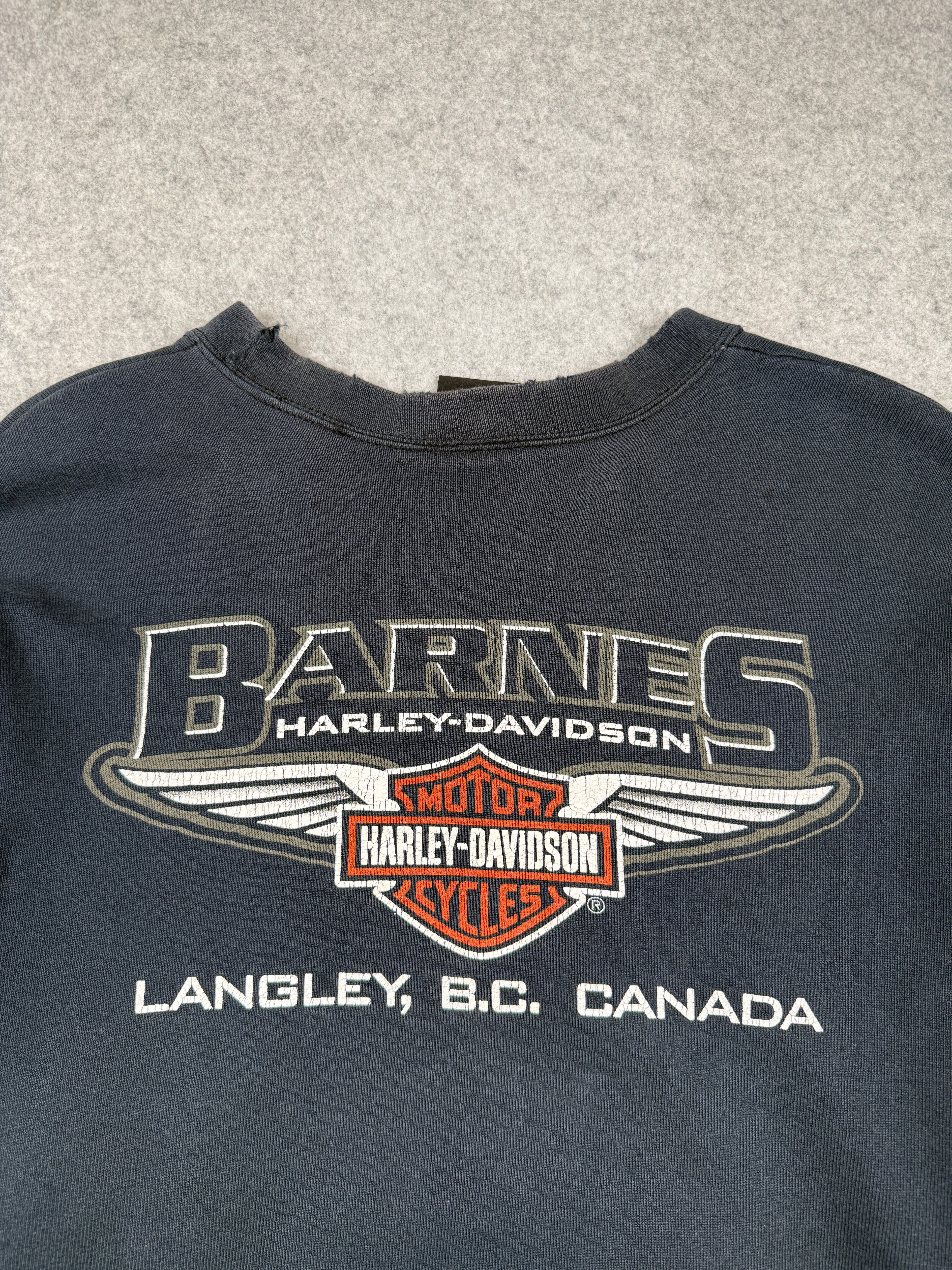 Vintage Harley Davidson Flame Spell Out Distressed Sweatshirt Black