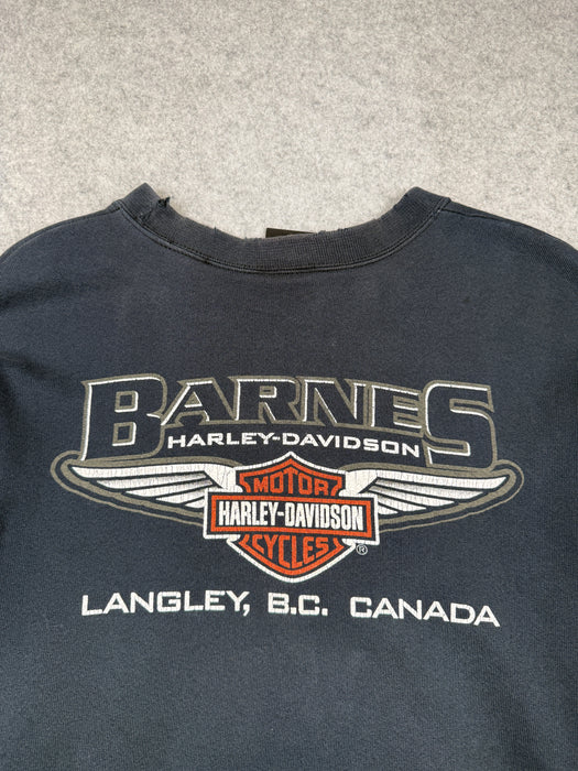 Vintage Harley Davidson Flame Spell Out Distressed Sweatshirt Black | Vitnage Clothing Store Canada
