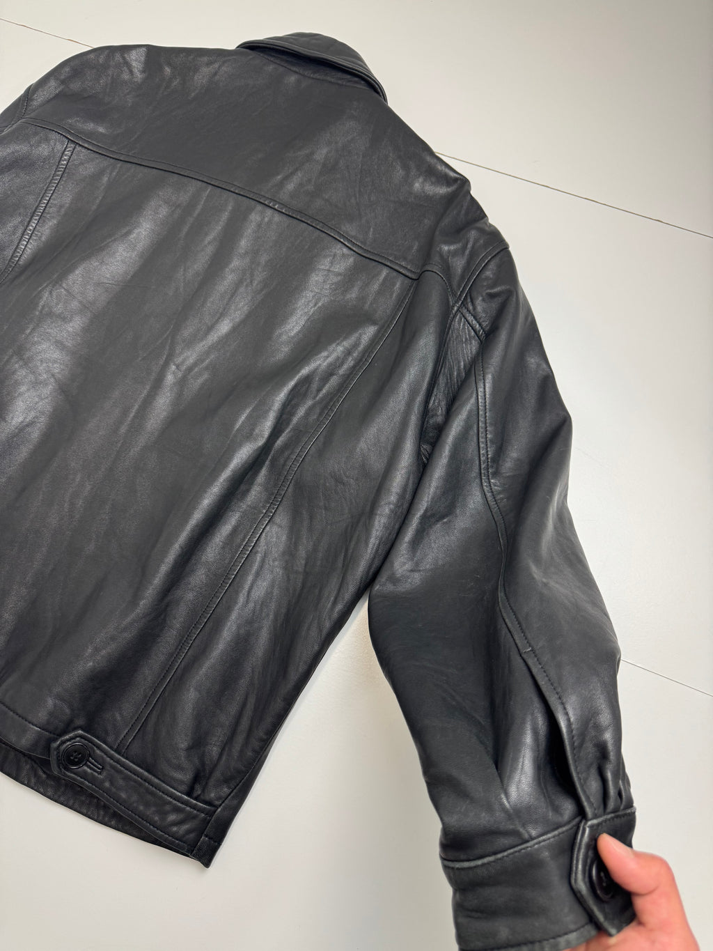 Vintage Balenciaga Paris Leather Harrington Jacket Black
