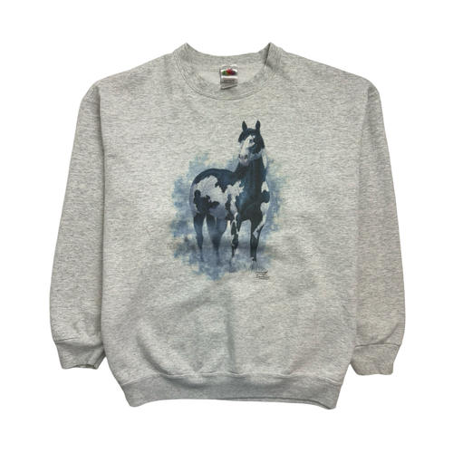 (L) Vintage Nature Horse Sweatshirt White | Vintage Clothing Store Canada