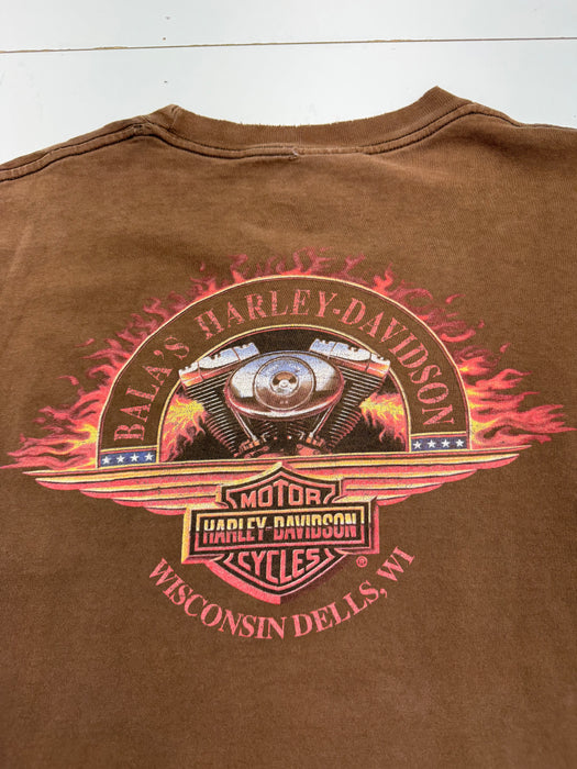 Vintage 2000s Bala's Harley Davidson Tee Brown | Vitnage Clothing Store Canada