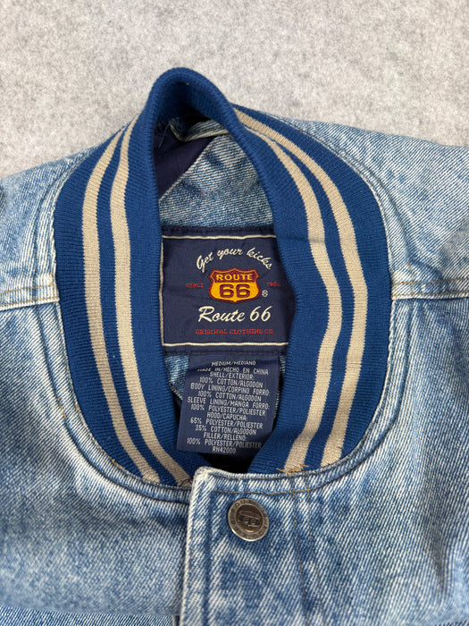 Vintage Route 66 Denim Varsity Jacket | Vitnage Clothing Store Canada