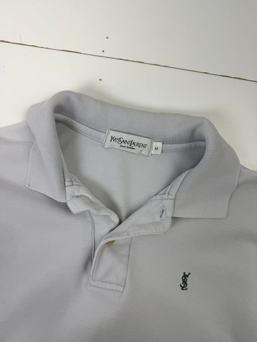 Yves Saint Laurent Embroidered Logo Polo Shirt White (USED) | Vitnage Clothing Store Canada